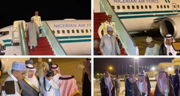 Buhari Arrives In Saudi Arabia (Pictures)
